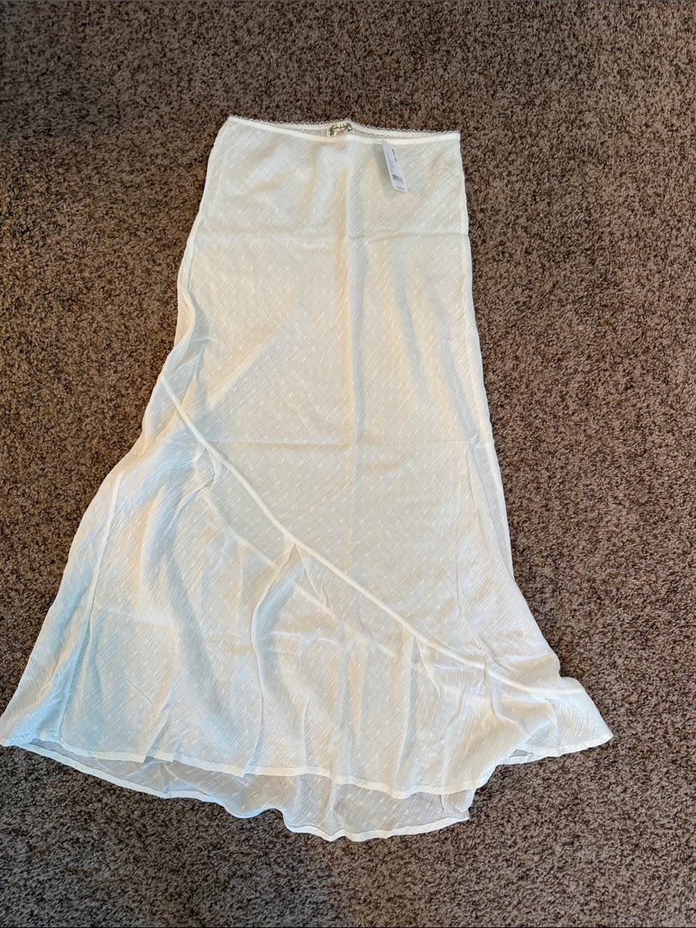 Free People Cream Maxi Skirt with Asymmetrical Ruffle Hem